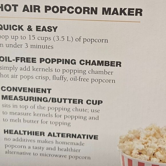 Cuisinart Hot Air Popcorn Maker CPB-300P1 3.5L Quick & Easy Oil-Free BPA-Free - Picture 2 of 10